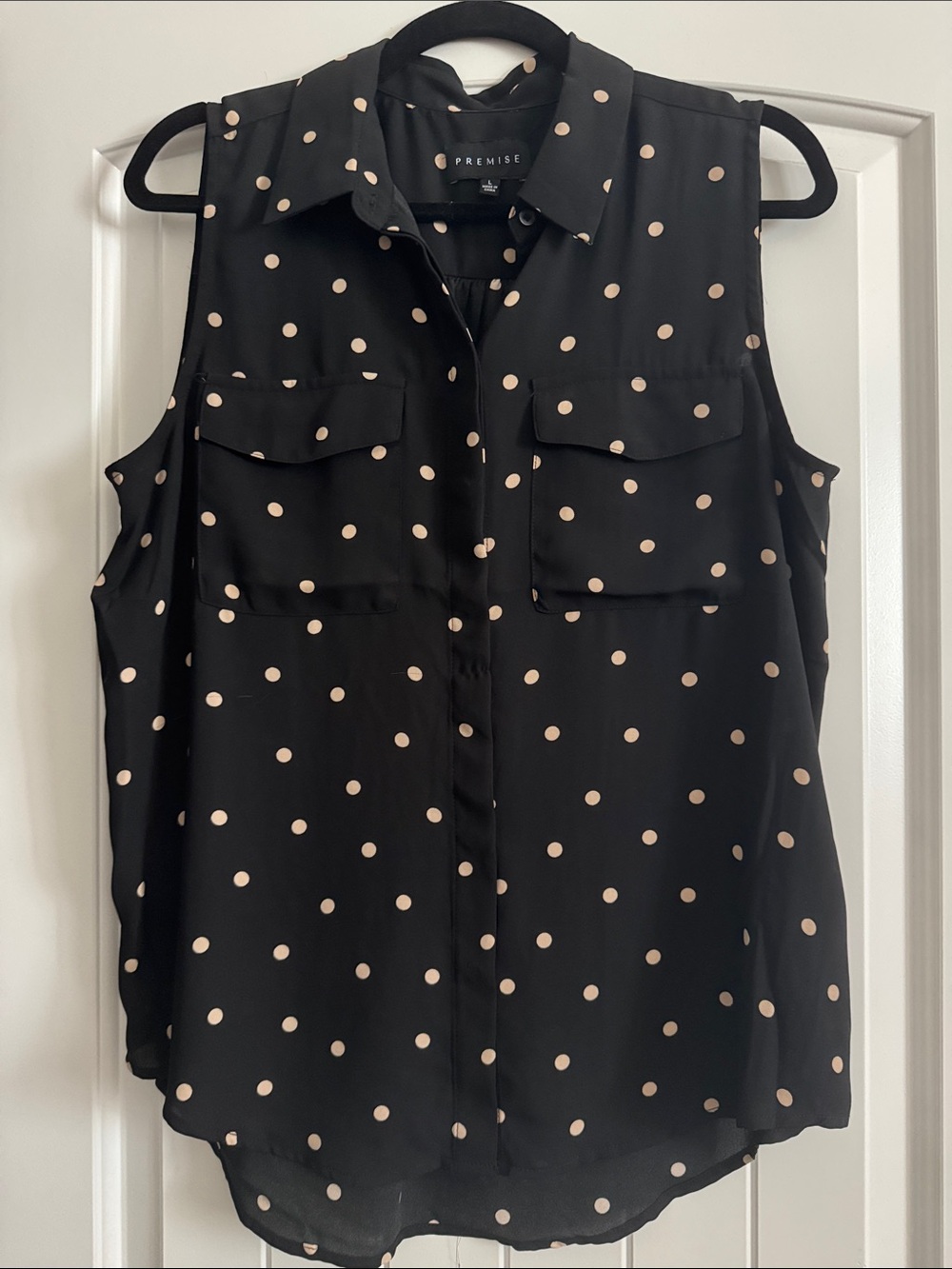 Black and Tan polka dot Women's Top